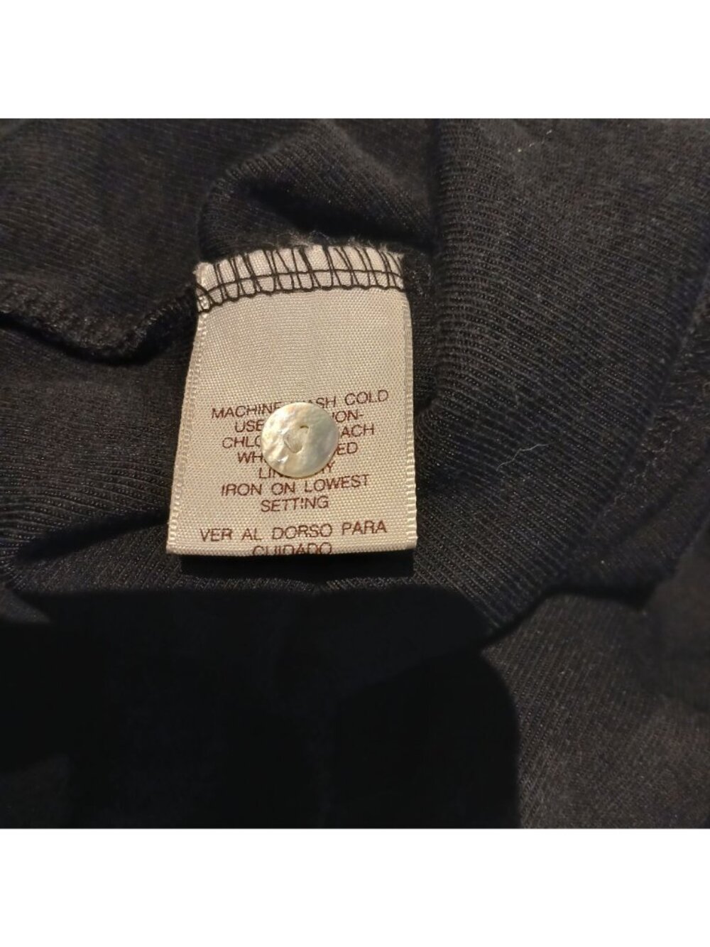 Worthington Size 1X Black Cardigan Cotton Blend Satin Trim V-Neck Button #D49 - Picture 8 of 8
